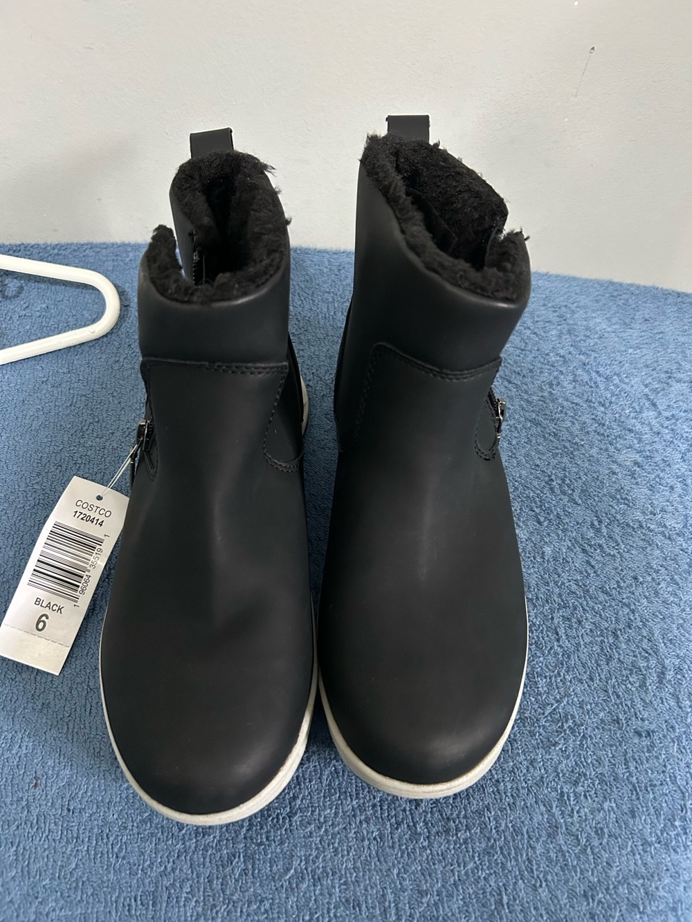 Kids Black Winter Boots with Faux Fur Lining
